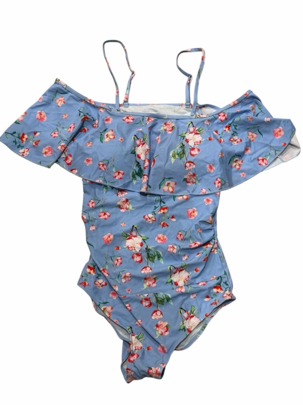 Floral Ruffle Off Shoulder One Piece Swimsuit Size Large - Picture 5 of 7